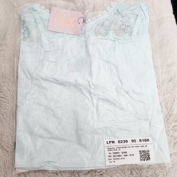 NEW Savage X Fenty Peek Behind The Lace Curvy Cami Seashell Blue - Picture 5 of 9